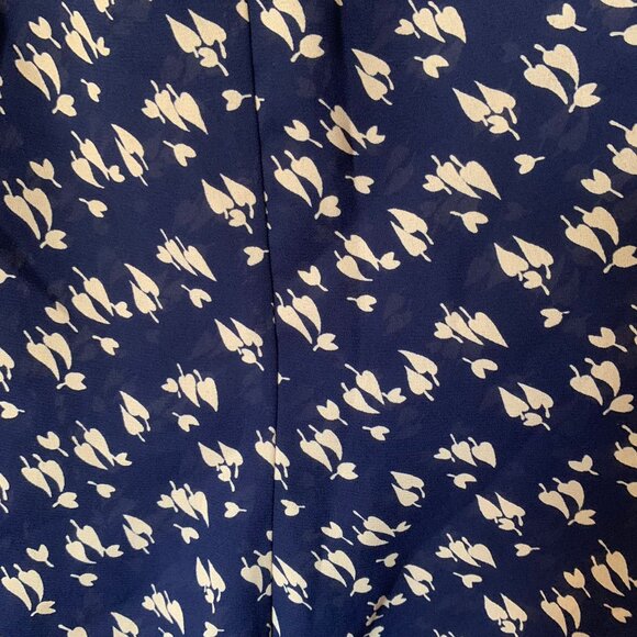 Ladies Navy leaf print polyester long skirt size/6 - Picture 3 of 5